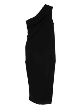 Платье миди на одно плечо с драпировкой от Rick Owens, черный