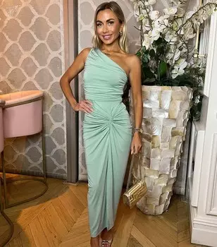 Платье миди на одно плечо со сборками AX Paris AX Paris, мятно-зеленый