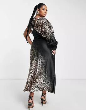 Платье миди на одно плечо со сборками ASOS DESIGN Curve