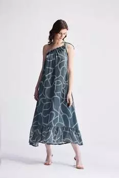 Платье миди на одно плечо в абстрактную полоску Reistor, цвет twirls and twists