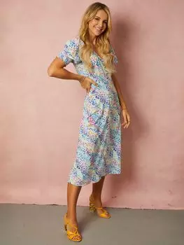 Платье миди на пуговицах спереди Little Mistress, Многоцветный