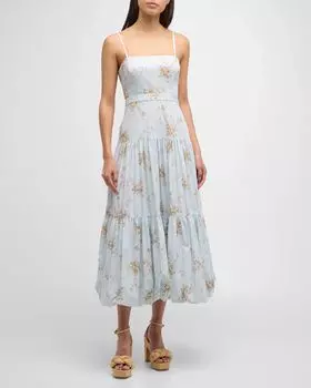 Платье миди на шнуровке с цветочным принтом Amelie Cinq a Sept, цвет Glacial Blue Mu