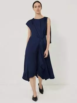 Платье миди-накидка с драпировкой Jigsaw, темно-синий