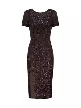 Платье-миди Natasha с пайетками Dress The Population, мокка