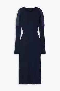 Платье миди Nikole из шерсти в рубчик со вставками-ракушками RAG & BONE, нави