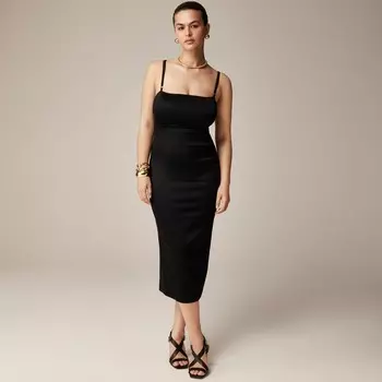 Платье миди облегающего кроя из эластичного атласа J.Crew, черный