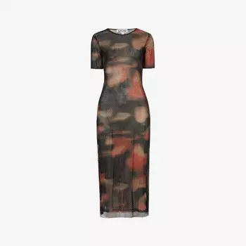 Платье миди облегающего кроя из ткани, украшенное стразами Amy Lynn, оранжевый