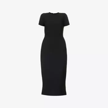 Платье миди облегающего силуэта из эластичной ткани с круглым вырезом Victoria Beckham, черный