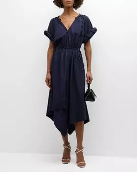 Платье миди Odin с короткими рукавами и кулиской A.L.C., цвет Maritime N