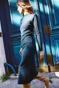 Платье миди однотяжной трикотажной классики ZARA, цвет duck blue
