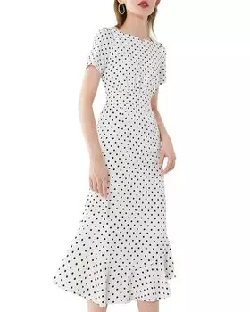 Платье миди Onebuye, цвет white & black print