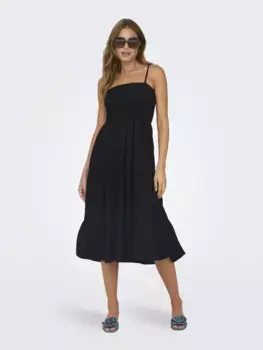 Платье миди ONLY "ONLZELINA SMOCK 3IN1 DRESS SKIRT PTM", черный