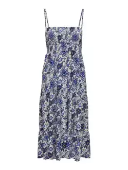 Платье миди ONLY "ONLZELINA SMOCK 3IN1 DRESS SKIRT PTM", цвет Dazzling Blue Aop:Lovely Ornament