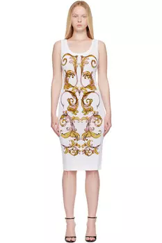 Платье миди Outline barocco с разрезом Versace Jeans Couture, мультиколор