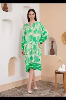 Платье миди оверсайз с длинными рукавами и животным принтом HOXTON GAL, зеленый