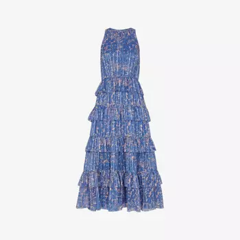 Платье-Миди Paloma из переработанного полиэстера с тропическим принтом и многослойным дизайном Whistles, фиолетовый