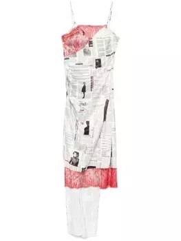 Платье миди Patrizia Pepe с газетным принтом, нейтральный
