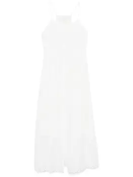 Платье миди Patrizia Pepe с вышивкой английской вышивки, белый