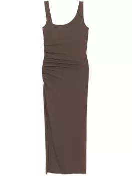 Платье миди Patrizia Pepe со сборками, коричневый