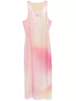 Платье миди Patrizia Pepe, украшенное пайетками, розовый