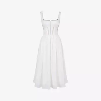 Платье миди Perle из эластичного хлопка с кружевной отделкой House Of Cb, белый