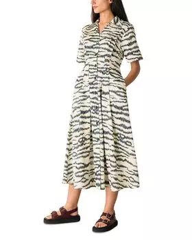 Платье миди "Пернатый тигр" Whistles, слоновая кость/кремовый