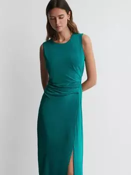 Платье миди Petite Lexi со сборками на талии Reiss, зеленый