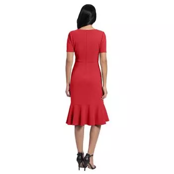 Платье миди Petite London Times с V-образным вырезом и воланами на подоле London Times, красный