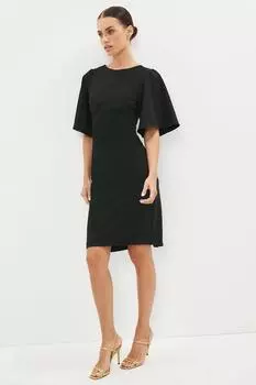 Платье миди Petite с расклешенными рукавами и рюшами Coast, черный