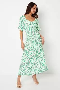 Платье миди Petite с развевающимися рукавами и завязкой на спине Dorothy Perkins, зеленый