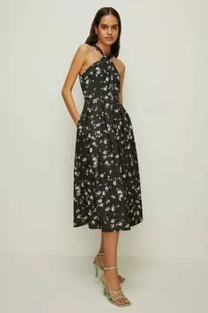 Платье миди Petite с узлом и аквалангом Oasis, черный