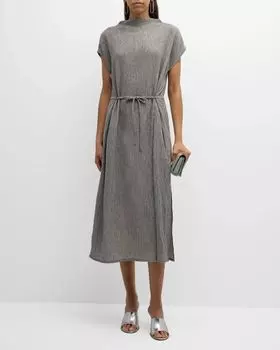 Платье миди Petite с жатым воротником-воронкой Eileen Fisher, цвет Nimbus
