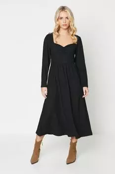 Платье миди Petite Sweetheart со сборками спереди и расклешенным кроем Dorothy Perkins, черный