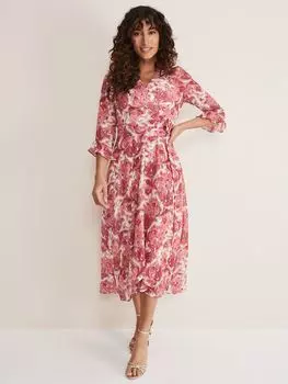 Платье миди Phase Eight Arabella с абстрактным принтом, закат/мульти