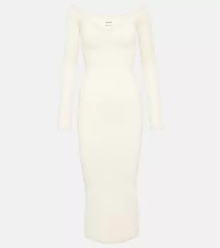 Платье миди Pia с открытыми плечами KHAITE, белый