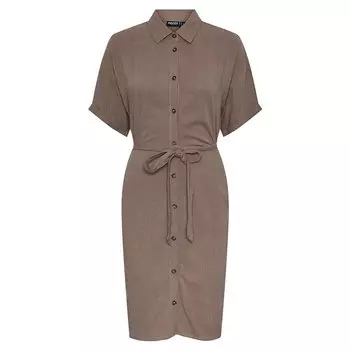 Платье миди Pieces Vinsty Short, коричневый