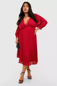 Платье миди платье из шифона плюс Boohoo, ягодный