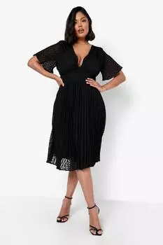 Платье миди платье из шифона плюс Boohoo, черный