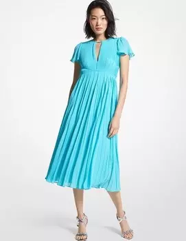 Платье-миди плиссированное из жоржета Michael Michael Kors Pleated Georgette Midi, голубой