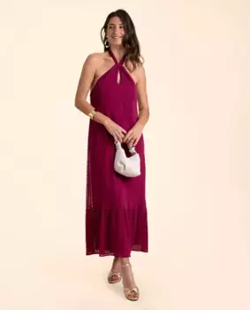 Платье миди Plumeti с рюшами The-Are, цвет Granate