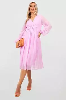 Платье миди plus dobby twist передней части Boohoo, лавандовый