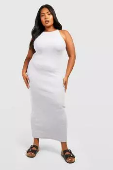 Платье миди plus premium racer neck Boohoo, серый
