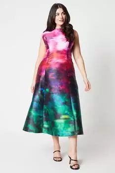 Платье миди плюс с принтом из твила Coast, розовый