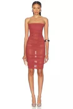 Платье миди Power Mesh Alex Perry, цвет Cognac