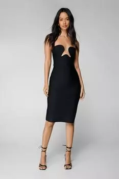 Платье миди премиум-класса с вырезами и повязками Nasty Gal, черный