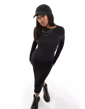 Платье миди прямого кроя River Island черного фактурного цвета