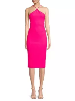 Платье миди RACHEL Rachel Roy с лямкой на шее, розовый