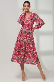 Платье миди Rayla с запахом спереди и сеткой Jolie Moi, розовый