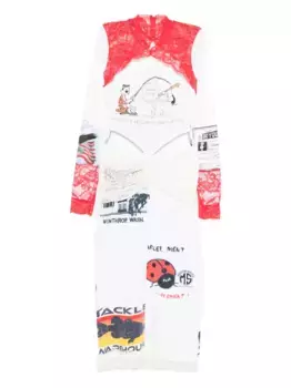 Платье миди Regenerated с кружевом Marine Serre, белый