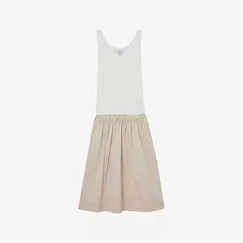 Платье миди Reiss Wren из смесового хлопка 2 в 1, белый